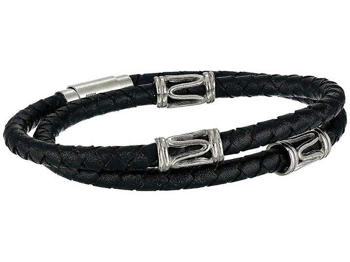 Steve Madden Faux Leather Wrap Around Bracelet with Polished Swirl ...