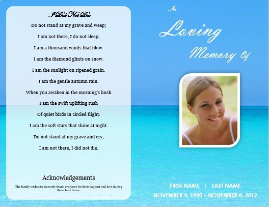 Ideas for Funeral Service Cards / Programs – Examples | Memorial cards ...