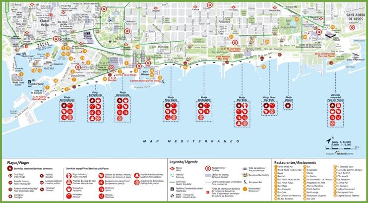 Barcelona beach map | Barcelona beach, Map, Barcelona spain travel