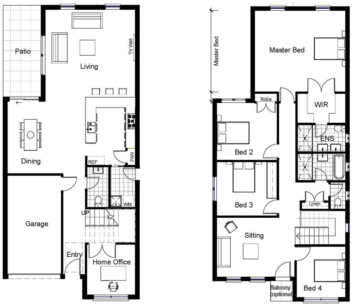 2 storey house plans for narrow blocks Google Search Narrow house