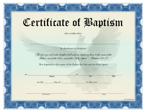 Free Printable Certificate of Baptism. Free Printable Certificate of ...