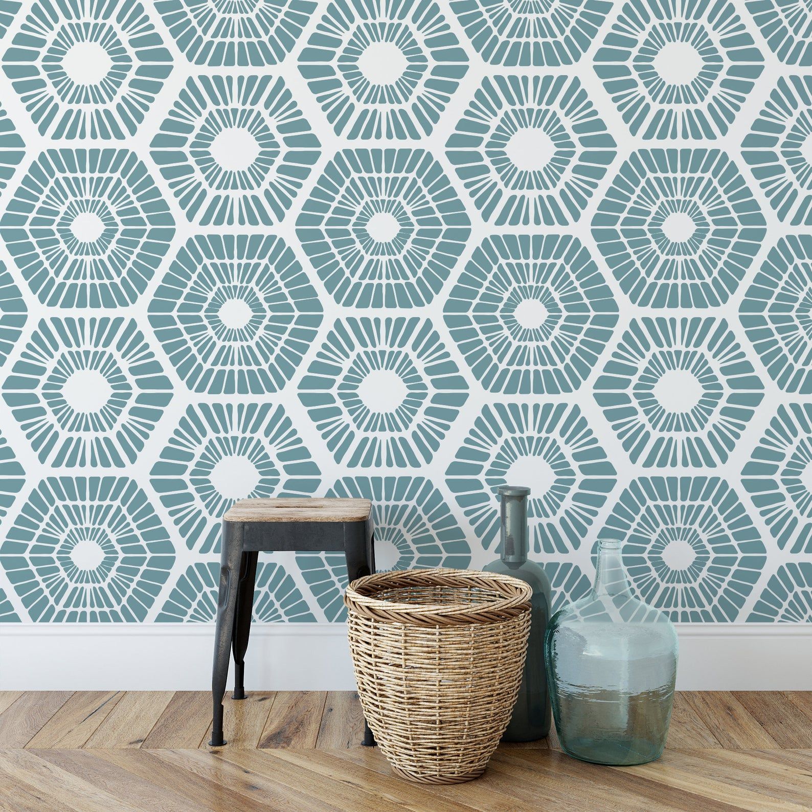 Scandinavian Geometric Pattern Wall Stencil Transform Your Decor ...