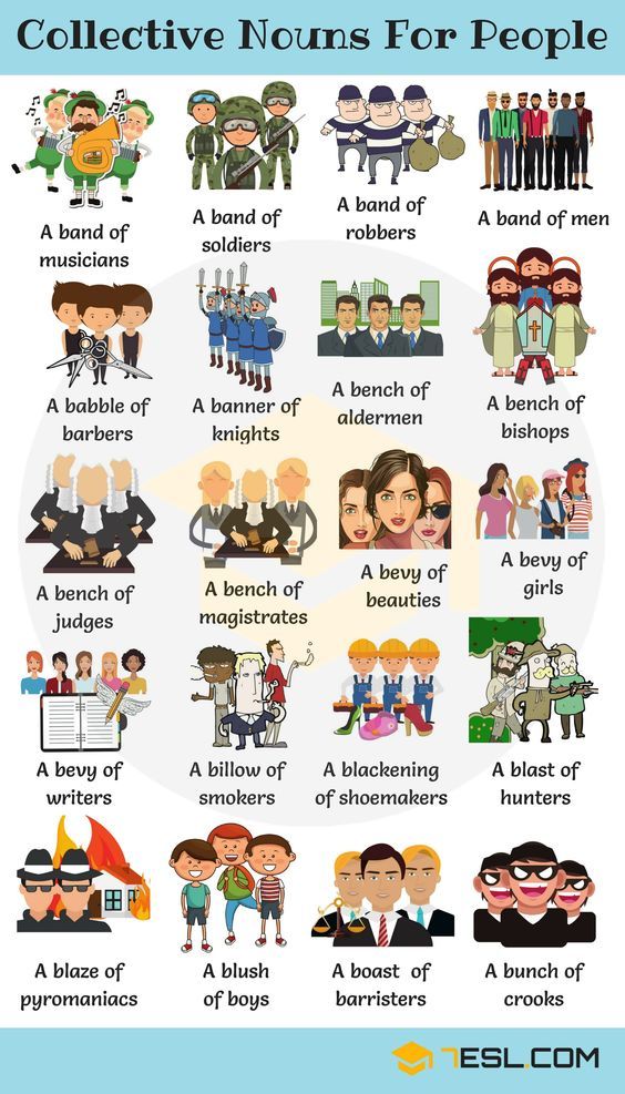 200+ Collective Nouns For People in English - 7 E S L | Collective ...