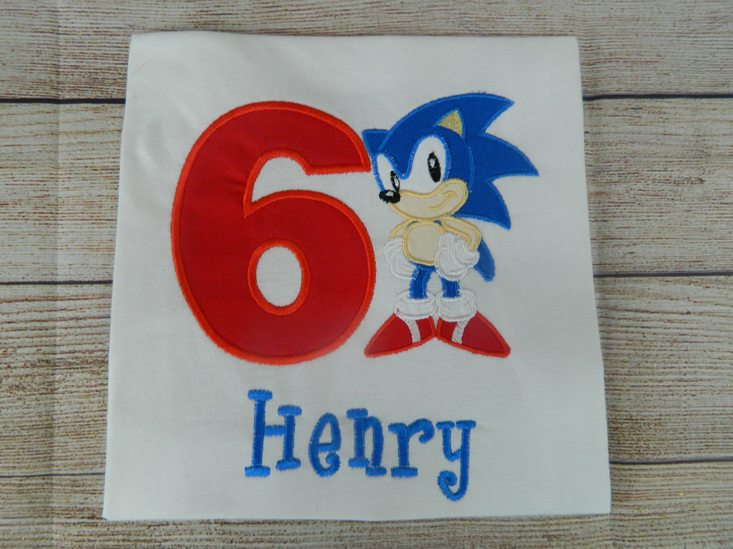 Sonic 6th Birthday Shirt, Embroidered Hedgehog Birthday T-Shirt, Sonic ...