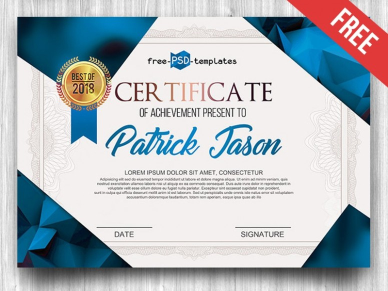 Certificate Template Photoshop Free Download 2 Lessons Within Award ...