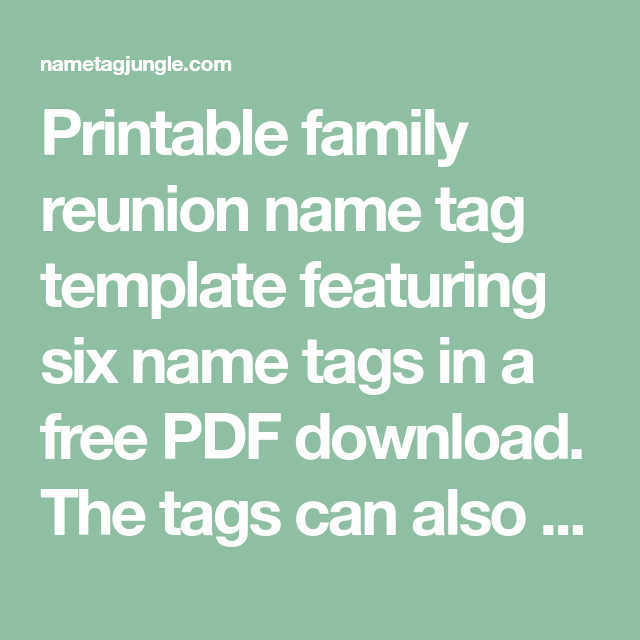 Family Reunion Name Tags Templates