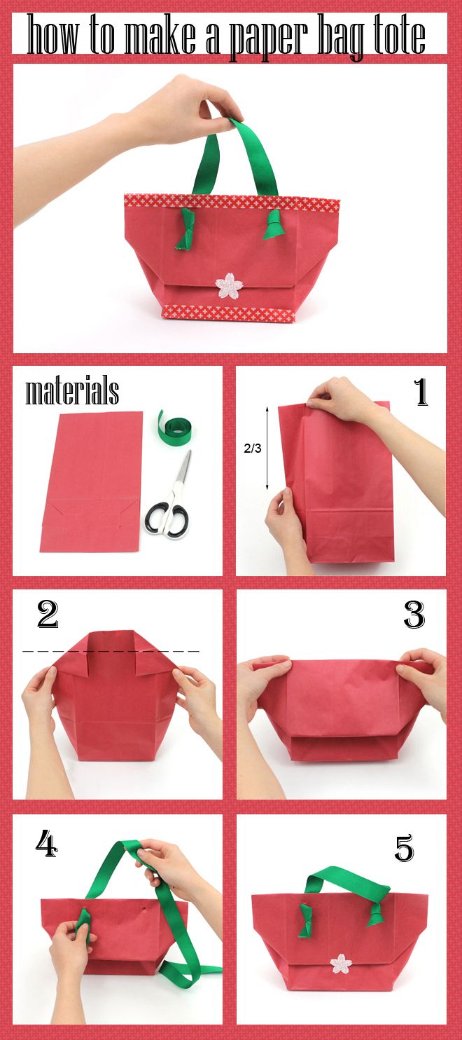 Make a tote bag from a paper bag! For more detailed instructions (plus