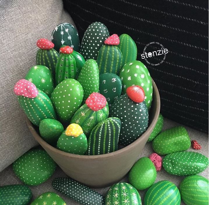 50+ painted rocks that look like succulents & cacti | Rock crafts ... image.