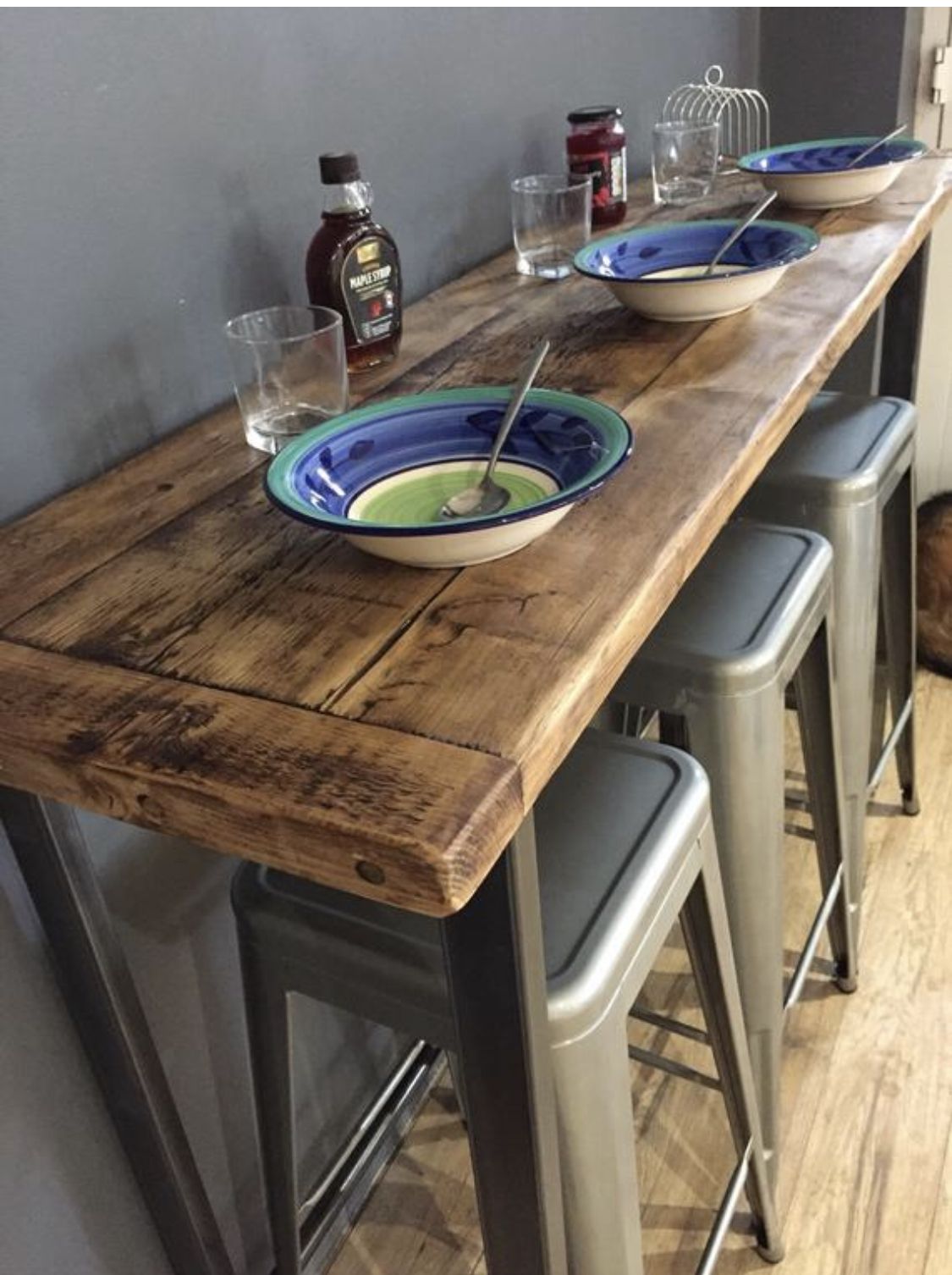 Reclaimed Wood Breakfast Bar Table | Table bar cuisine, Table cuisine ...