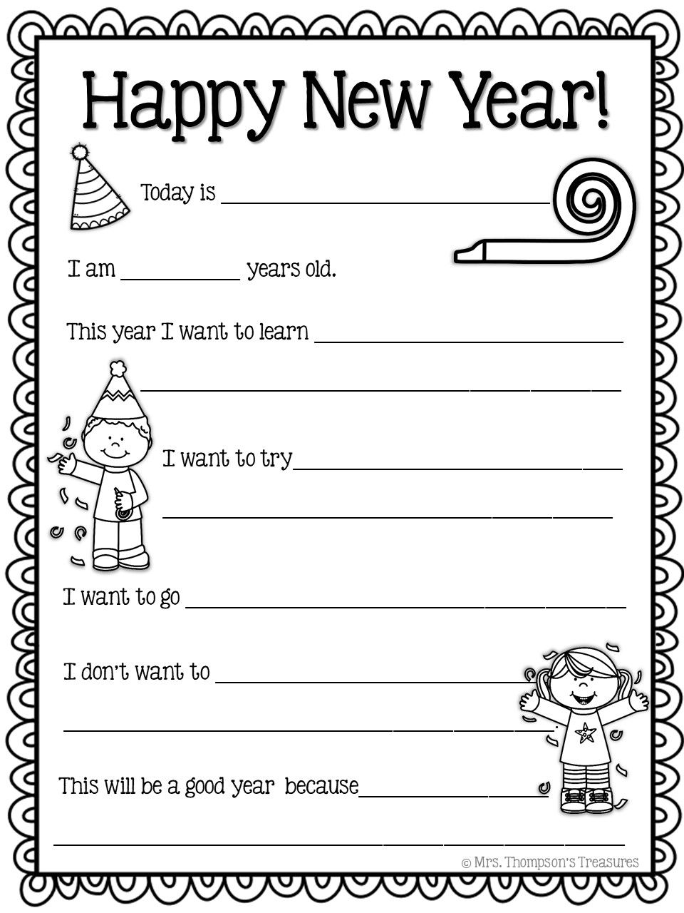 New Years Activity Sheets