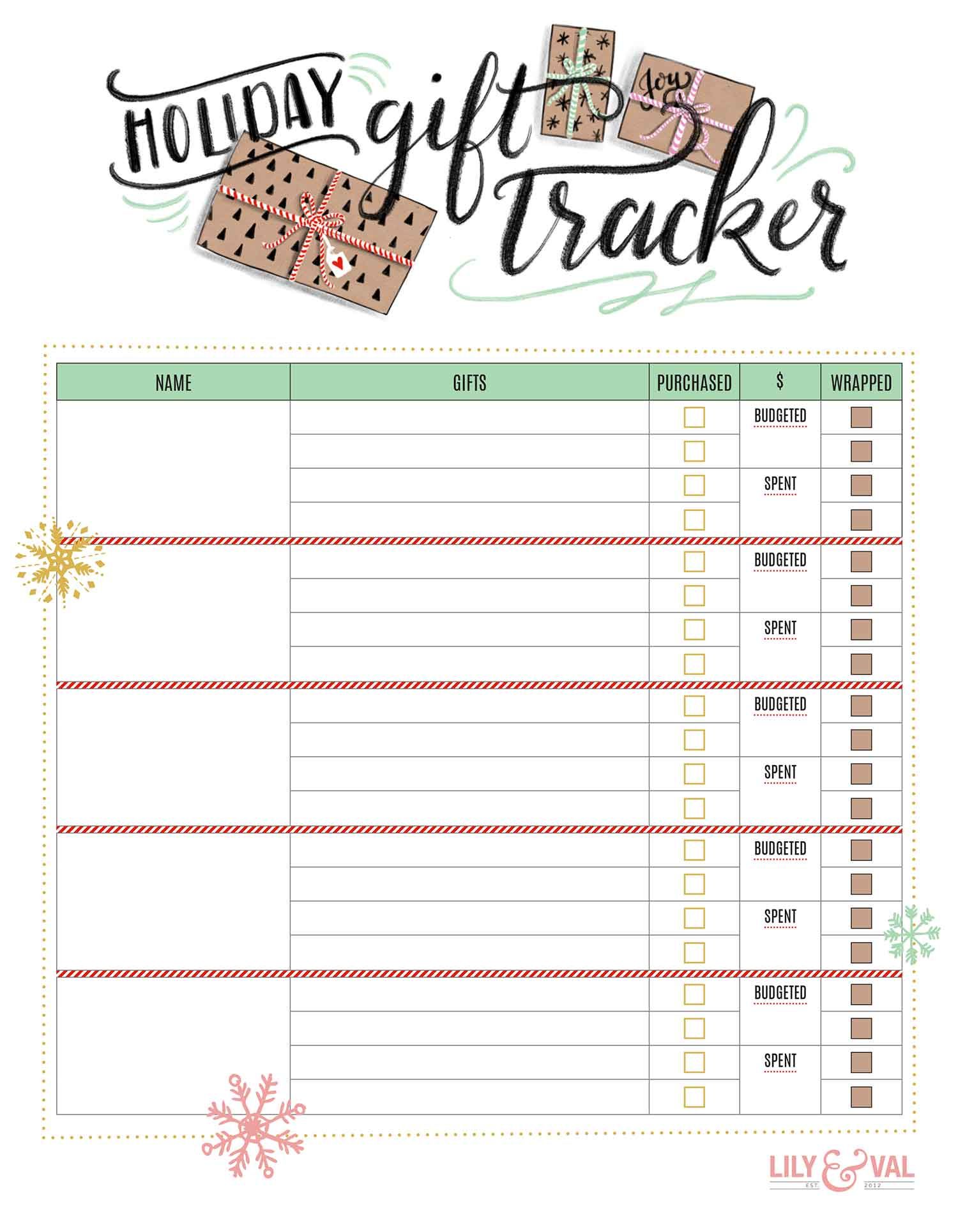 Free Printable Gift Tracker