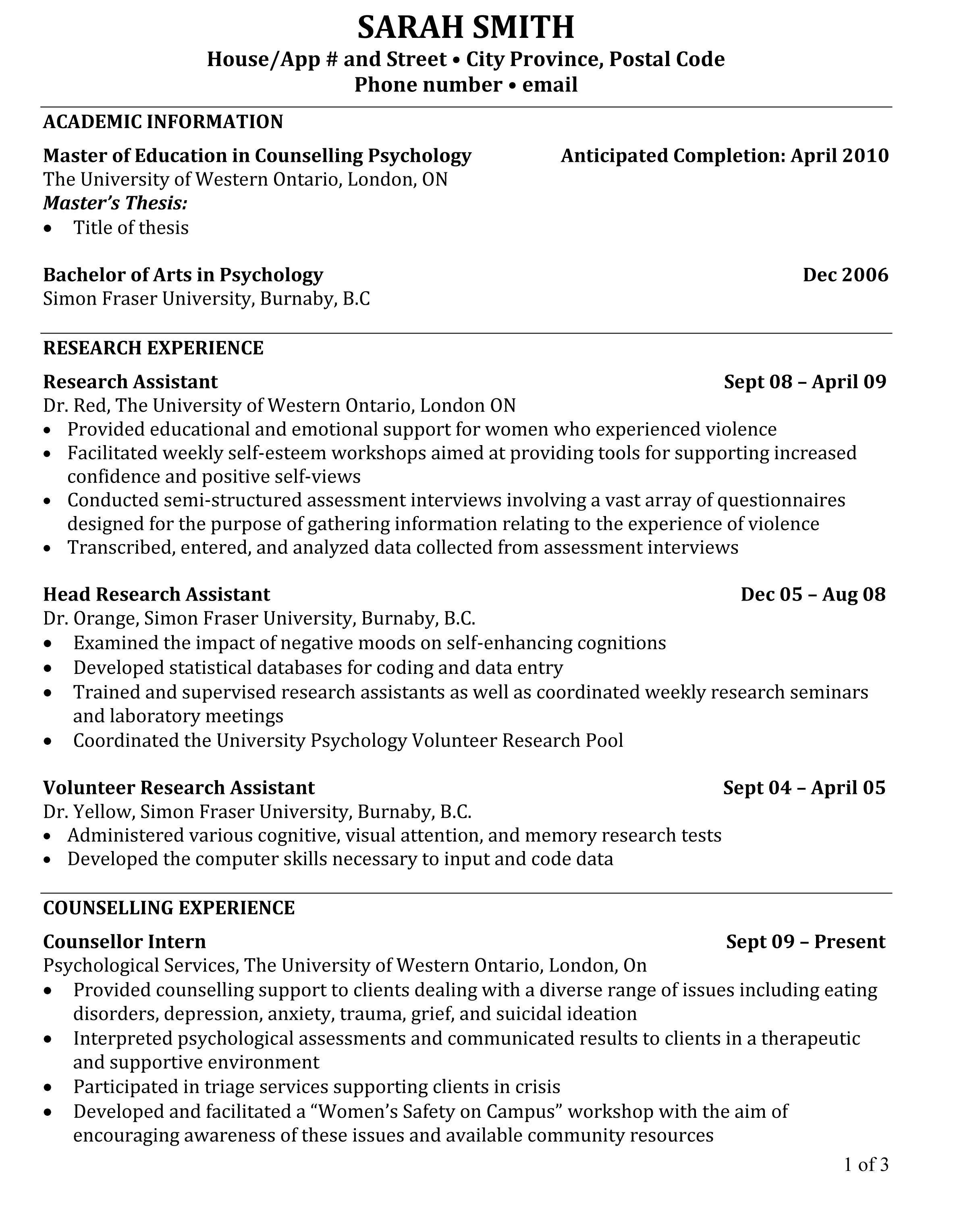 PhD CV The below is much closer to my experience level http//www