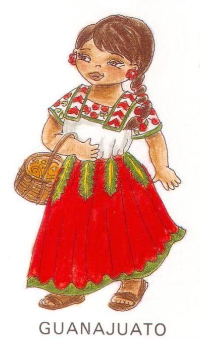 Ilustración de traje tipico de Guanajuato. Mexican Embroidery, Paper ...