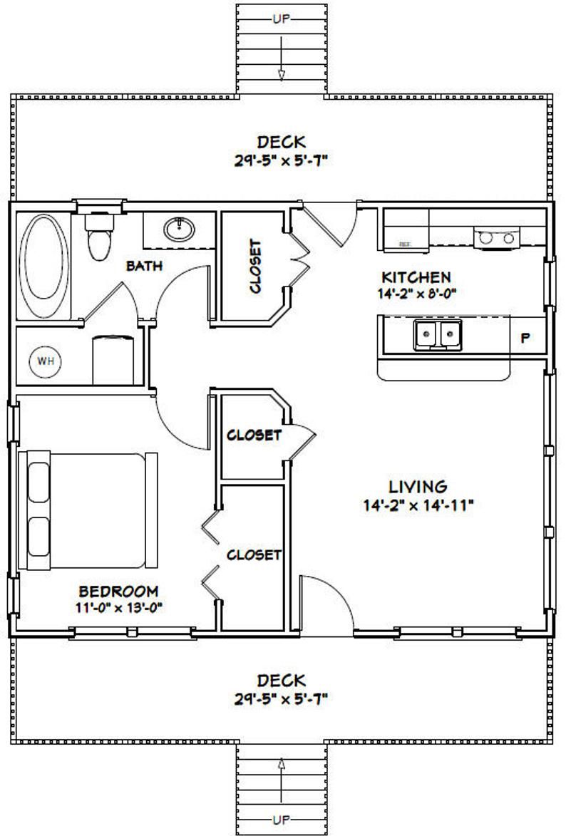 30x24 House -- 1-Bedroom 1-Bath -- 720 sq ft -- PDF Floor ...