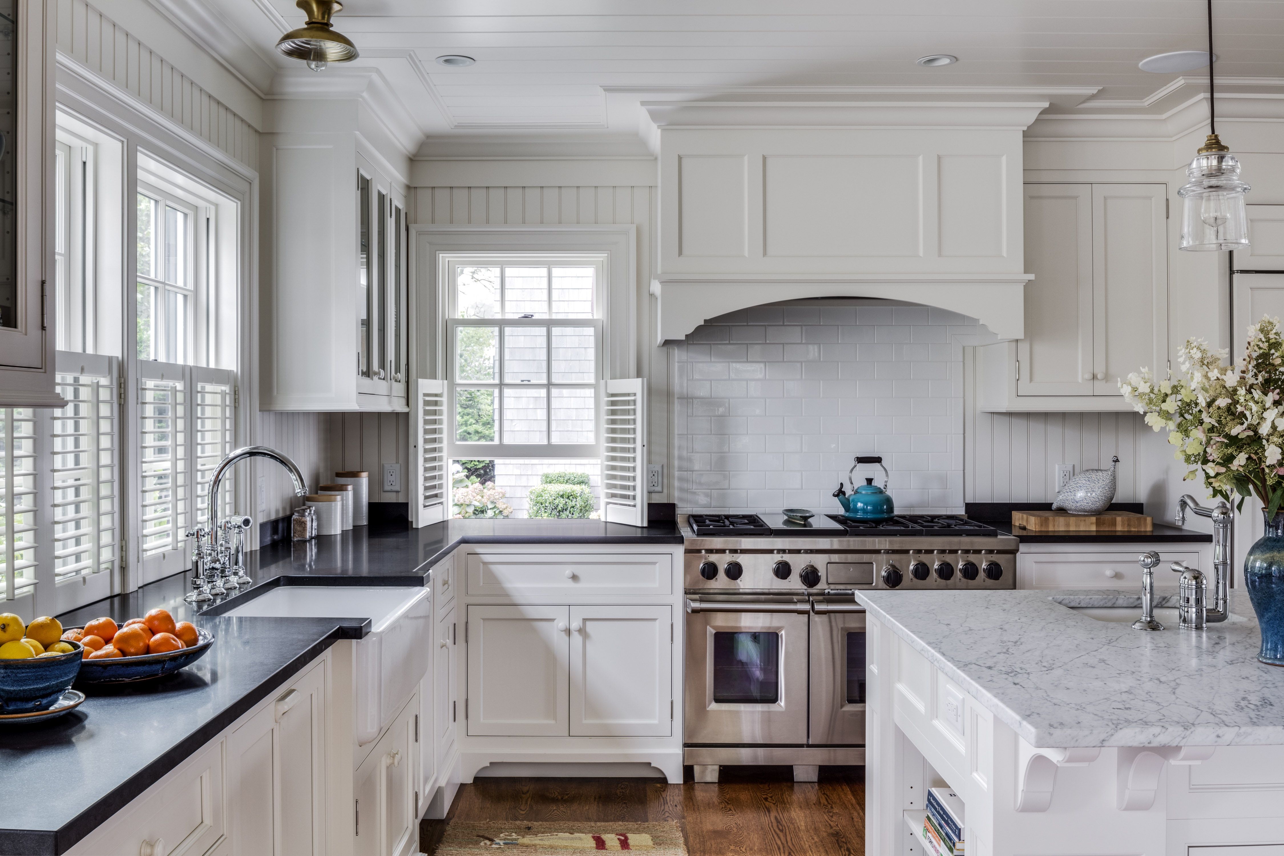 Traditional White Farmhouse Kitchen in Edgartown on Martha's Vineyard