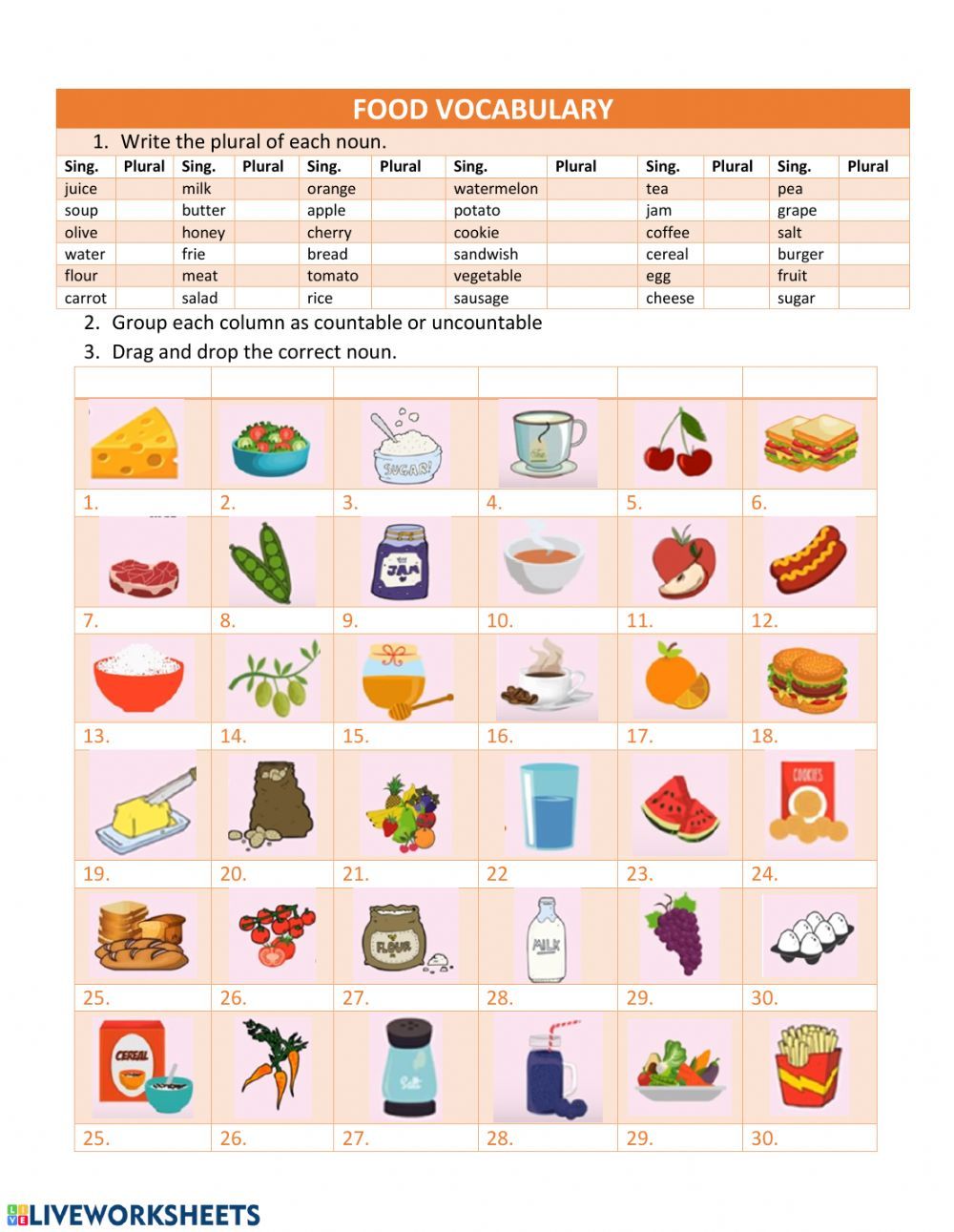 Food vocabulary interactive activity | Food vocabulary, Vocabulary ...