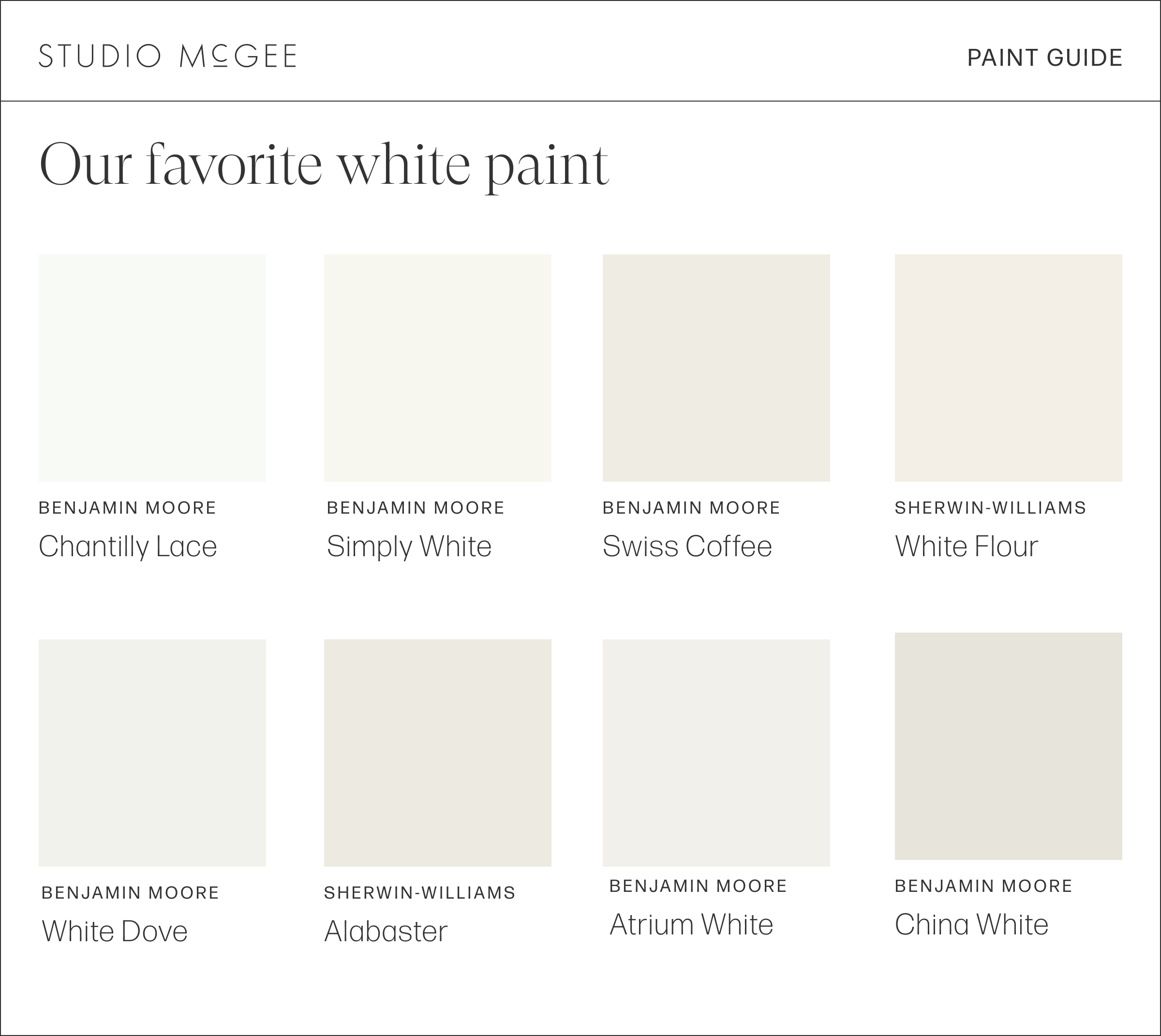 All Of Our Favorite Paint Colors - Studio McGee Interior Paint Colors ...