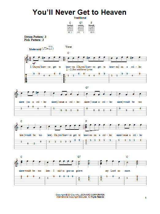 Download Traditional You'll Never Get To Heaven sheet music notes that ...