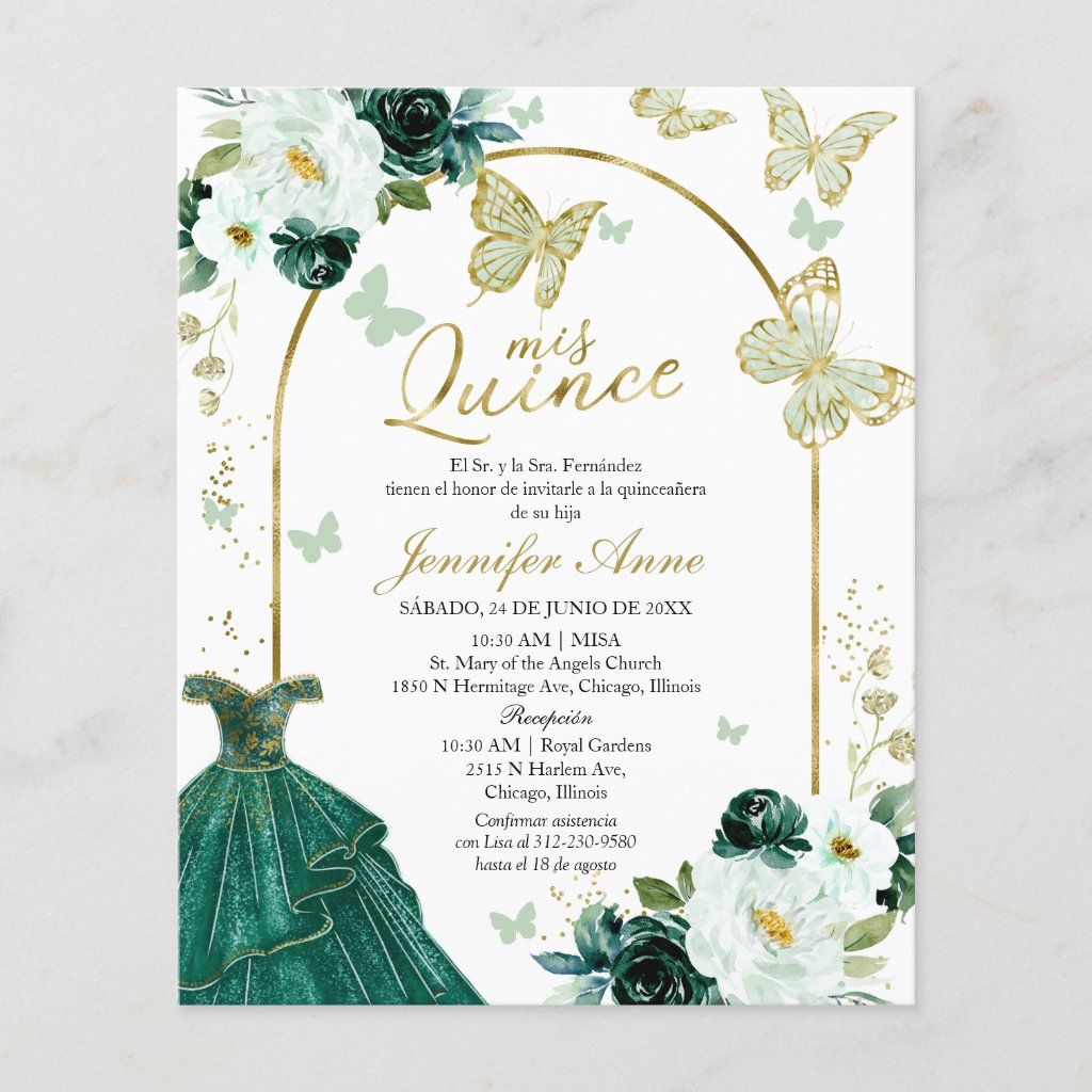 Butterfly Budget Spanish Quinceanera Invitations | Zazzle | Quince ...