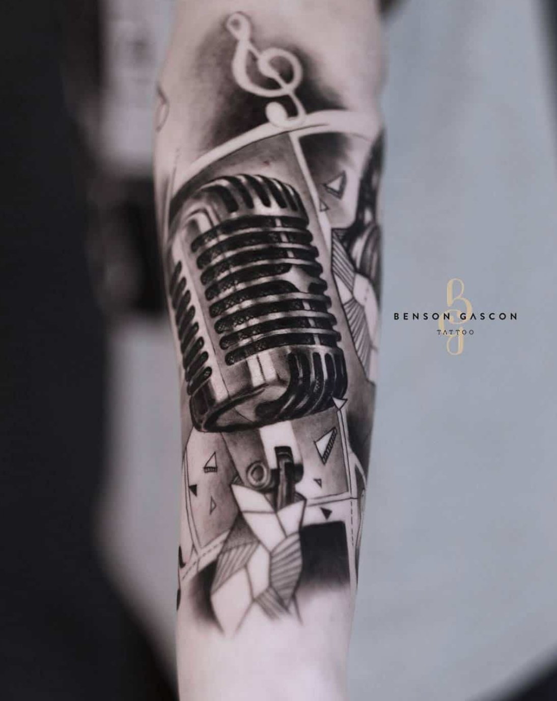 Retro Microphone Hand Tattoo