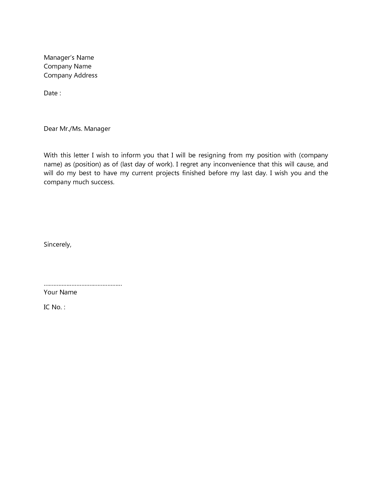 letters of resignation 2 weeks notice - Google Search ...