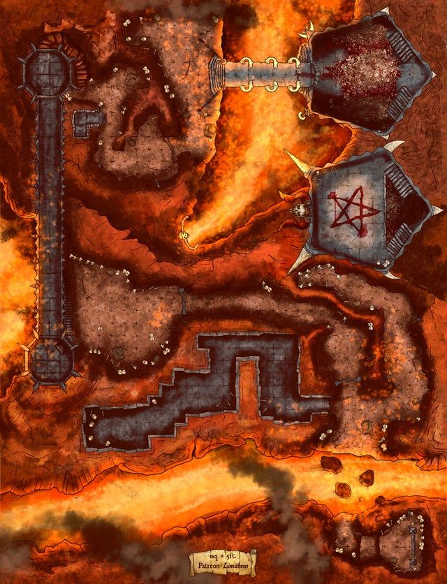 r/battlemaps - Hell Dungeon & Fortress in Lava (Avernus/Doom inspired ...