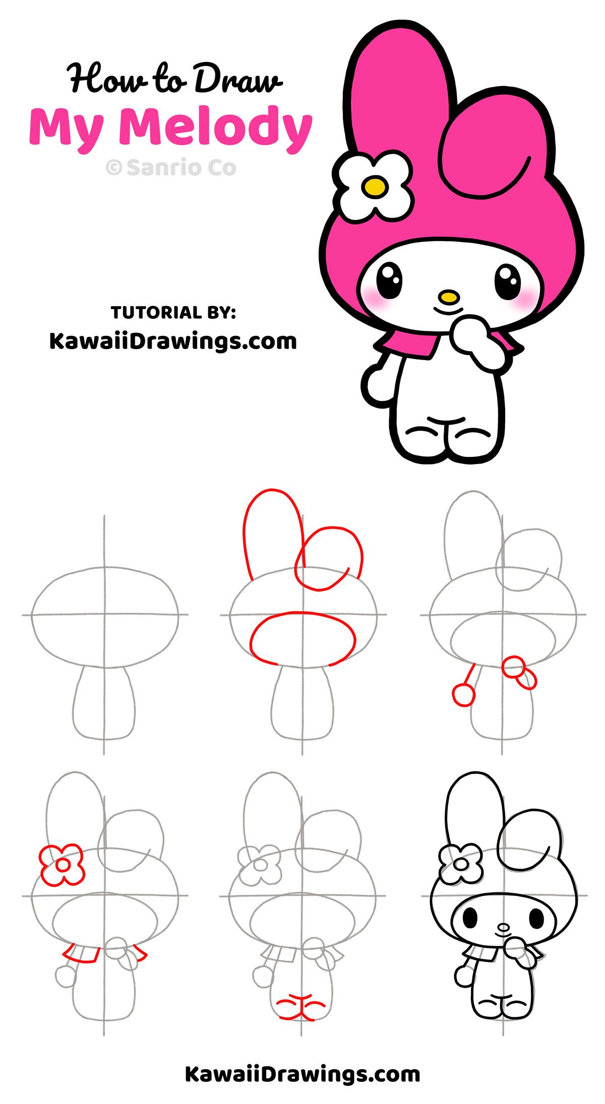 How To Draw My Melody And Kuromi - Drawing Word Searches