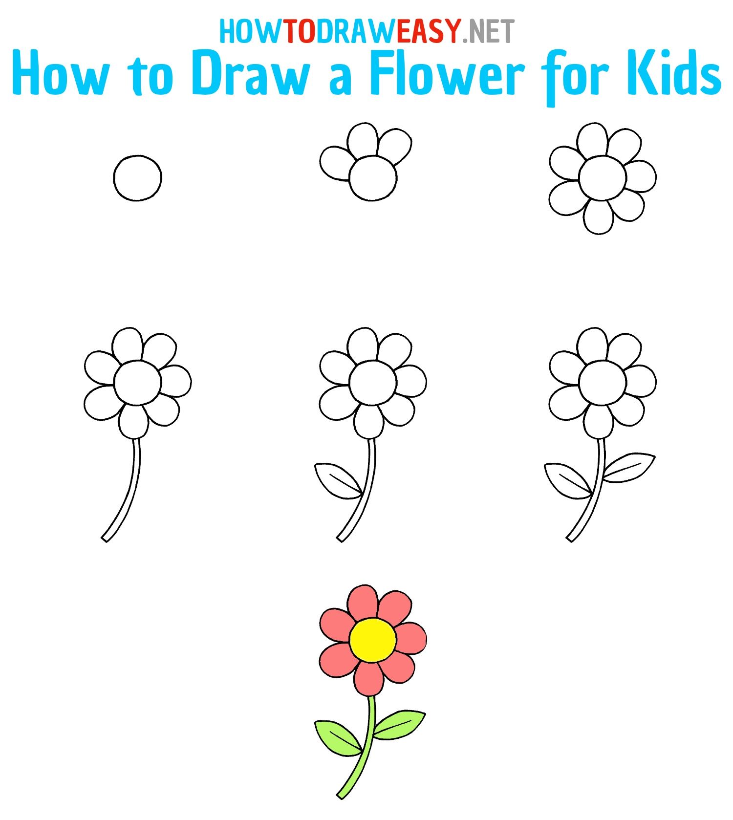 How to Draw a Flower Step by Step | Flower drawing tutorials, Easy ...