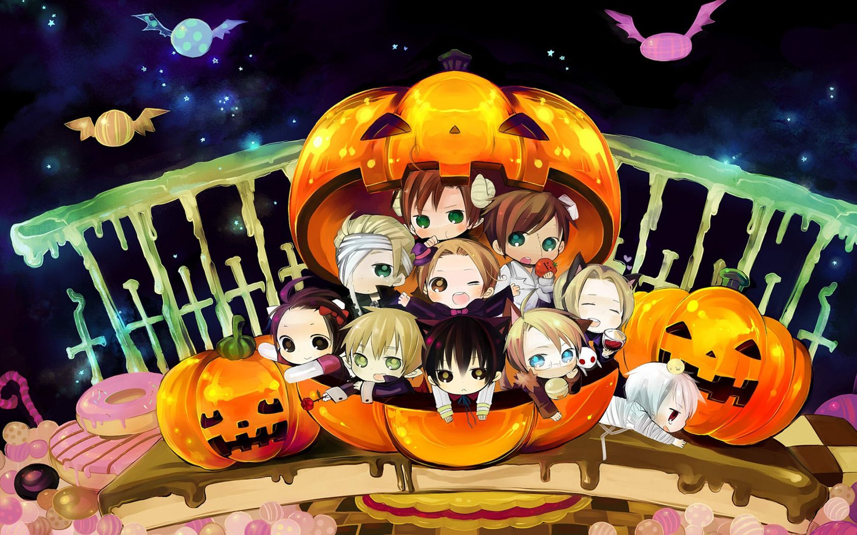 Vacances Halloween Fond d'écran | Anime halloween, Anime, Hetalia chibi