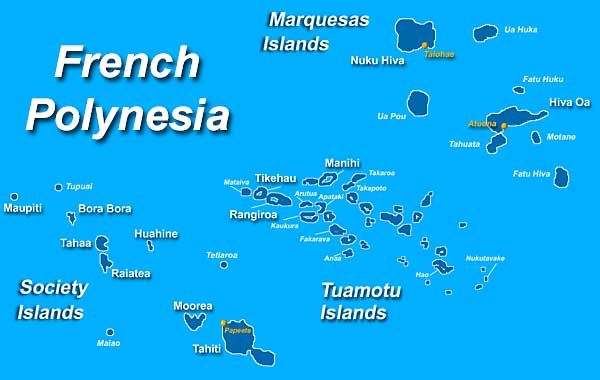 a map of the french polynesia with all its major cities and towns on it