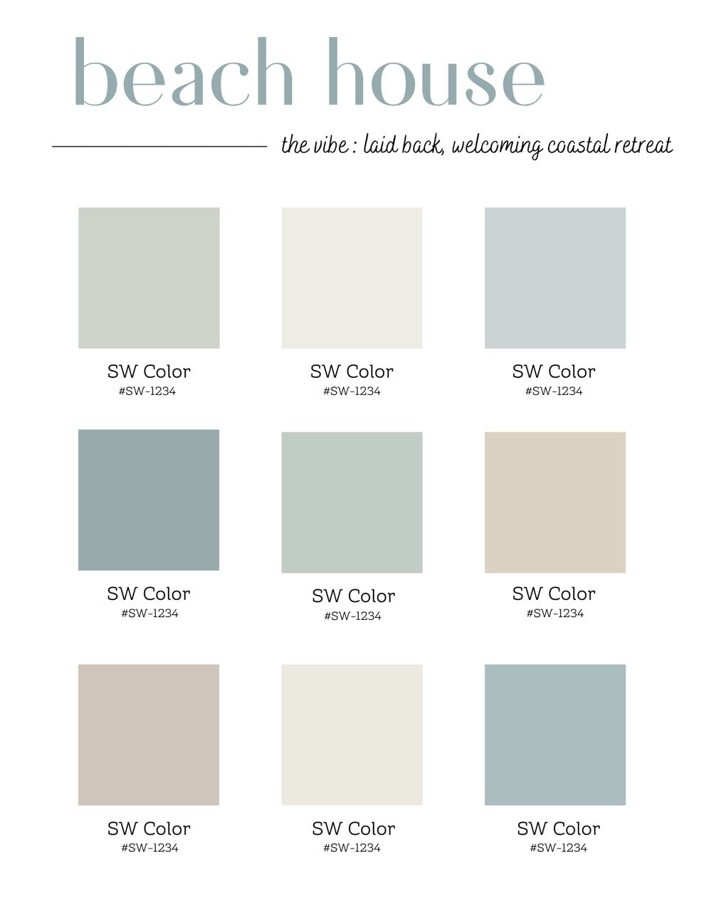 Coastal Paint Palettes - Sherwin Williams | Coastal paint, Beach house ...