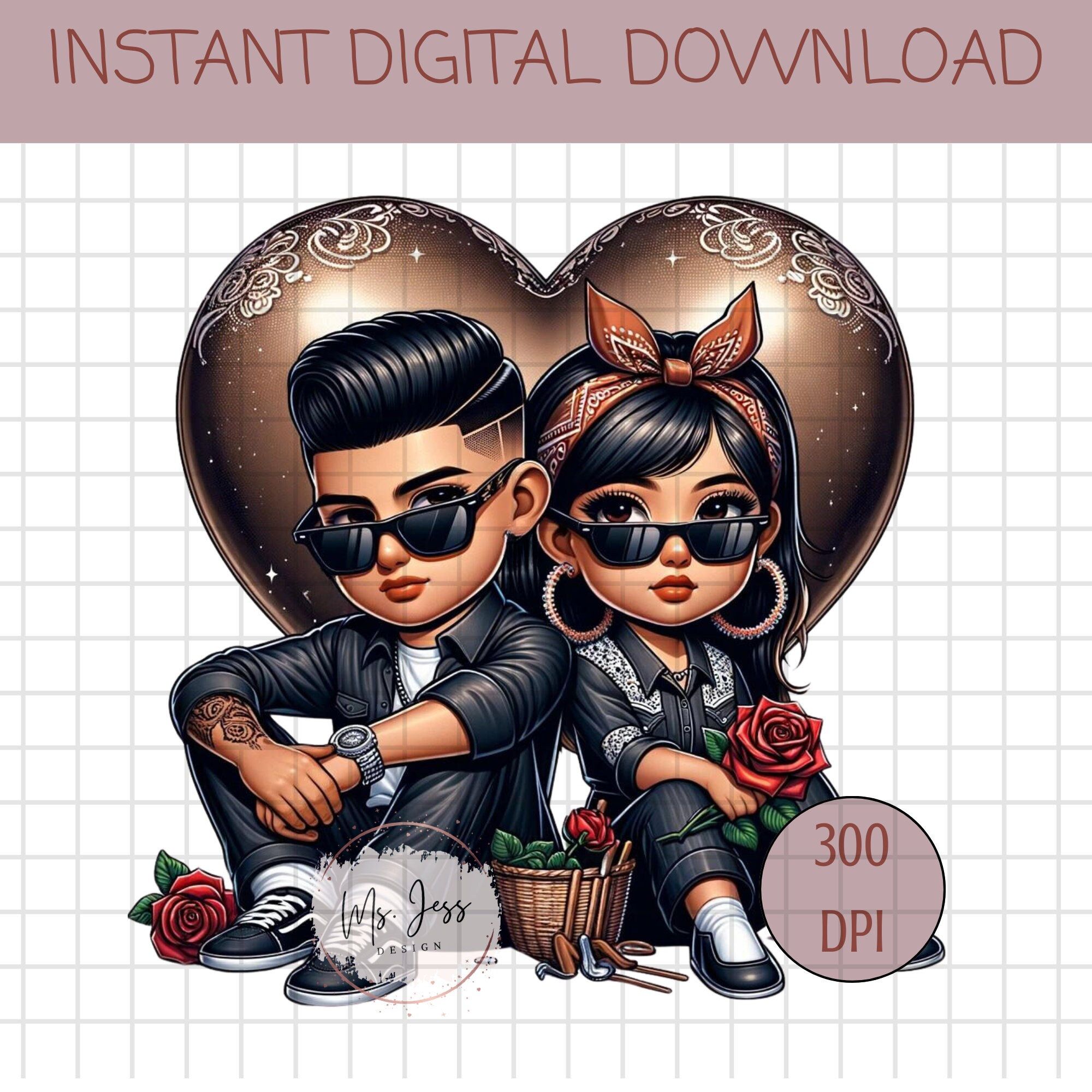 Chicano Couple, Red Rose, Chicana PNG, Chicana Love, Hispanic ...