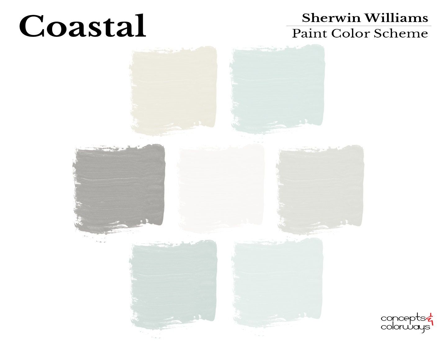 Coastal Home Paint Color Scheme That Coordinates With Sherwin - Etsy ...