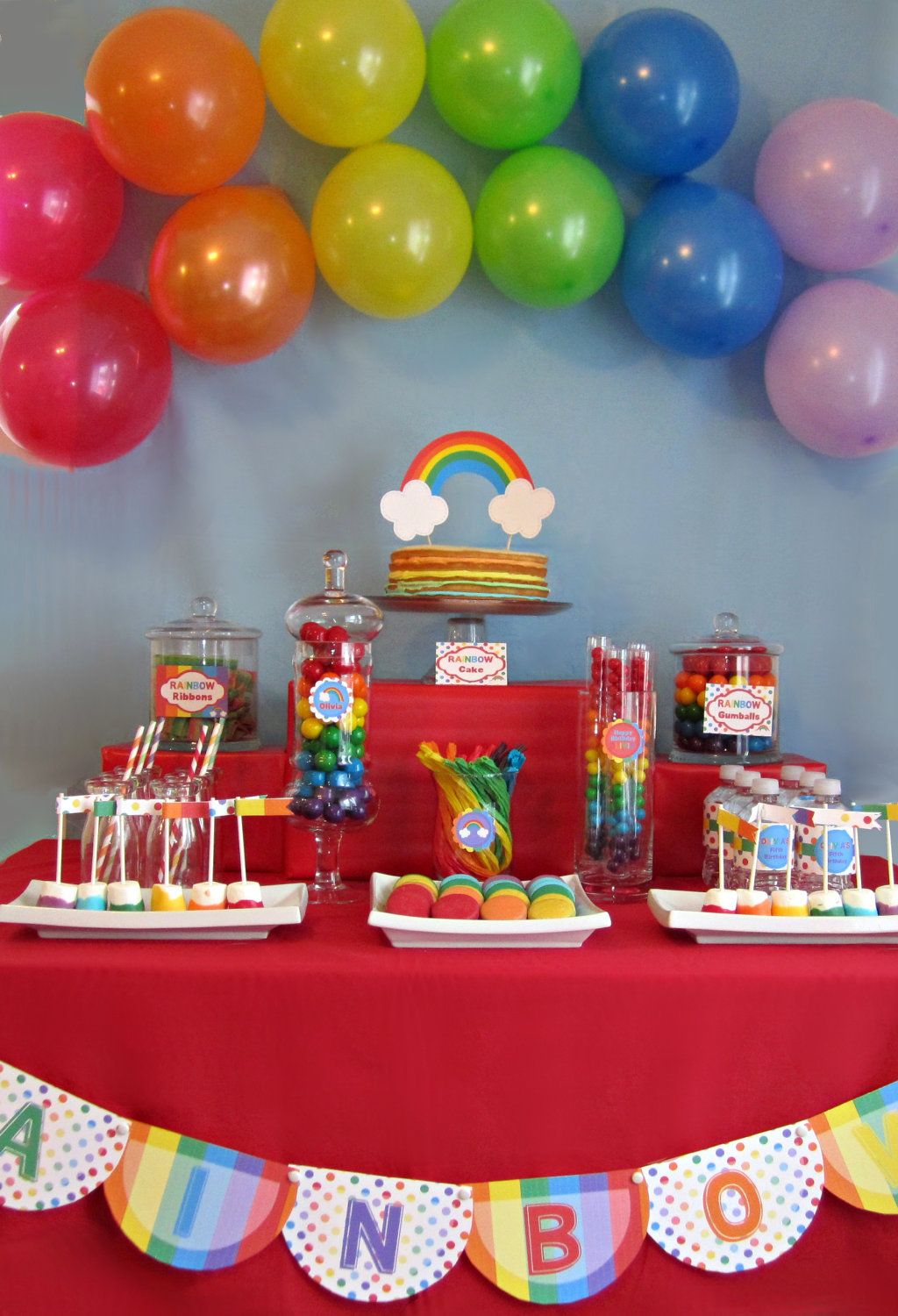 Classic Rainbow Birthday Party - Printable Party Package - Personalized ...