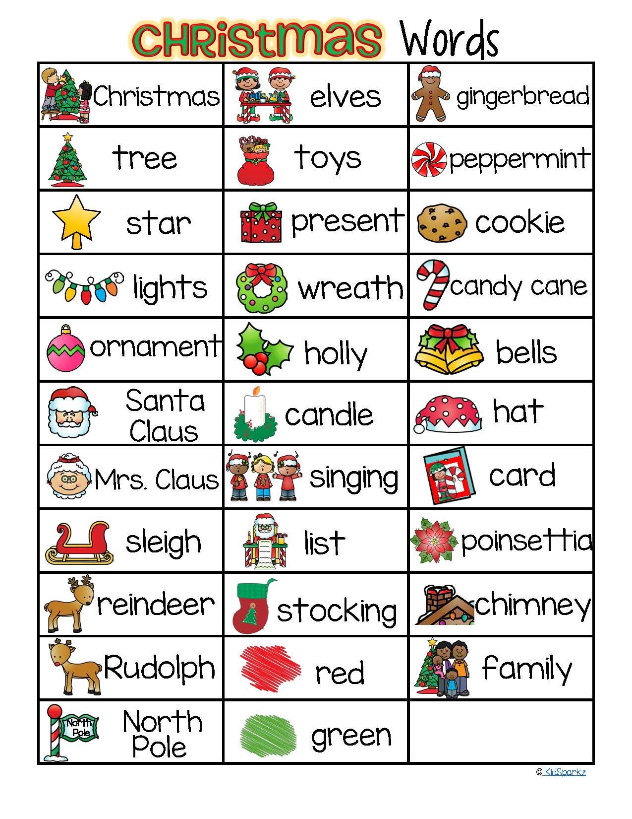 Word List For Kids