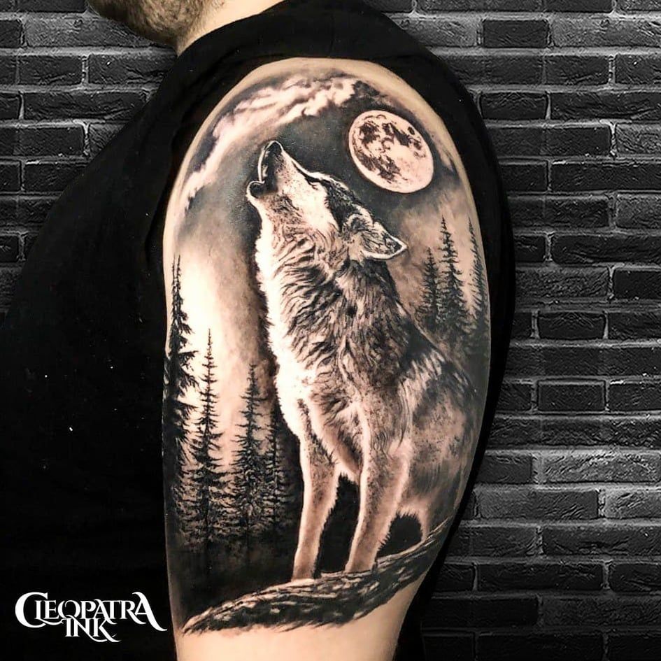 Wolf Tattoo Designs Wolf Face Tattoo, Grey Wolf Tattoo, Wolf And Moon ...