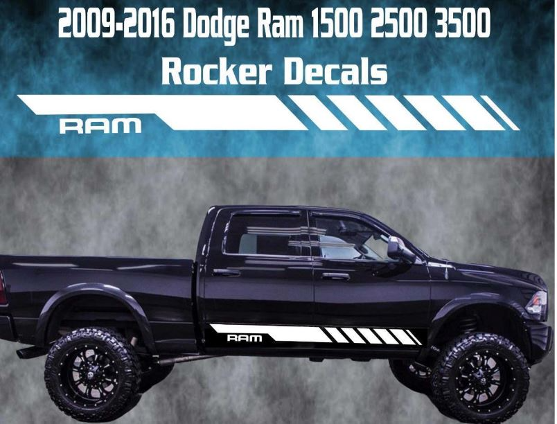 Product: 2009-2016 Dodge Ram Rocker Stripe Vinyl Decal Graphic Racing ...