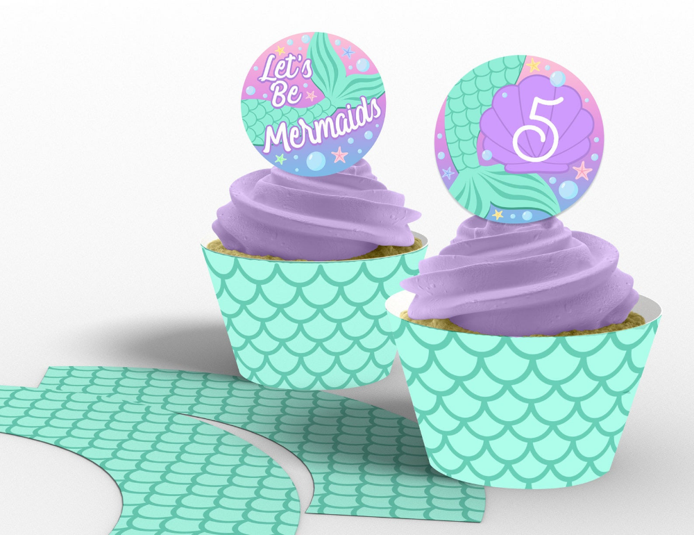 2 Printable Mermaid Cupcake Topper and Wrapper Mermaid - Etsy Canada ...