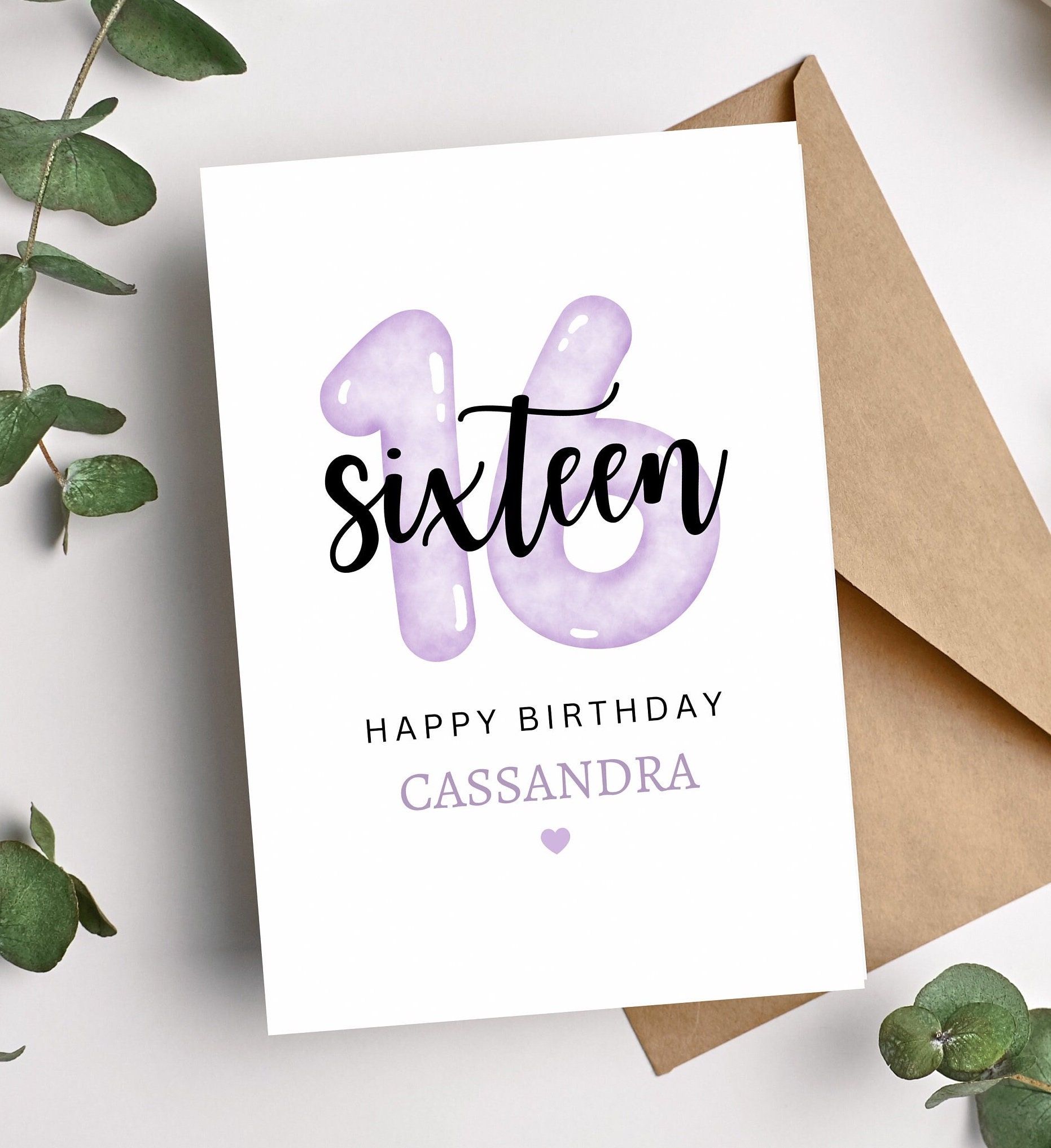 Personalized 16th Birthday Card Sweet 16 Birthday Card for Friend Sweet ...