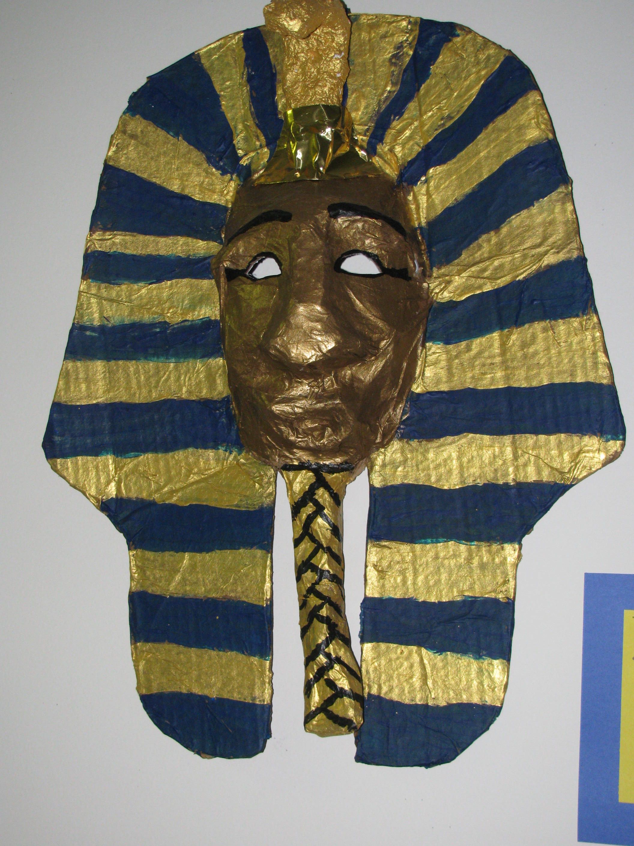 3rd grade ancient Eyptian paper mache Pharoah mask (mask formed by FLAT ...