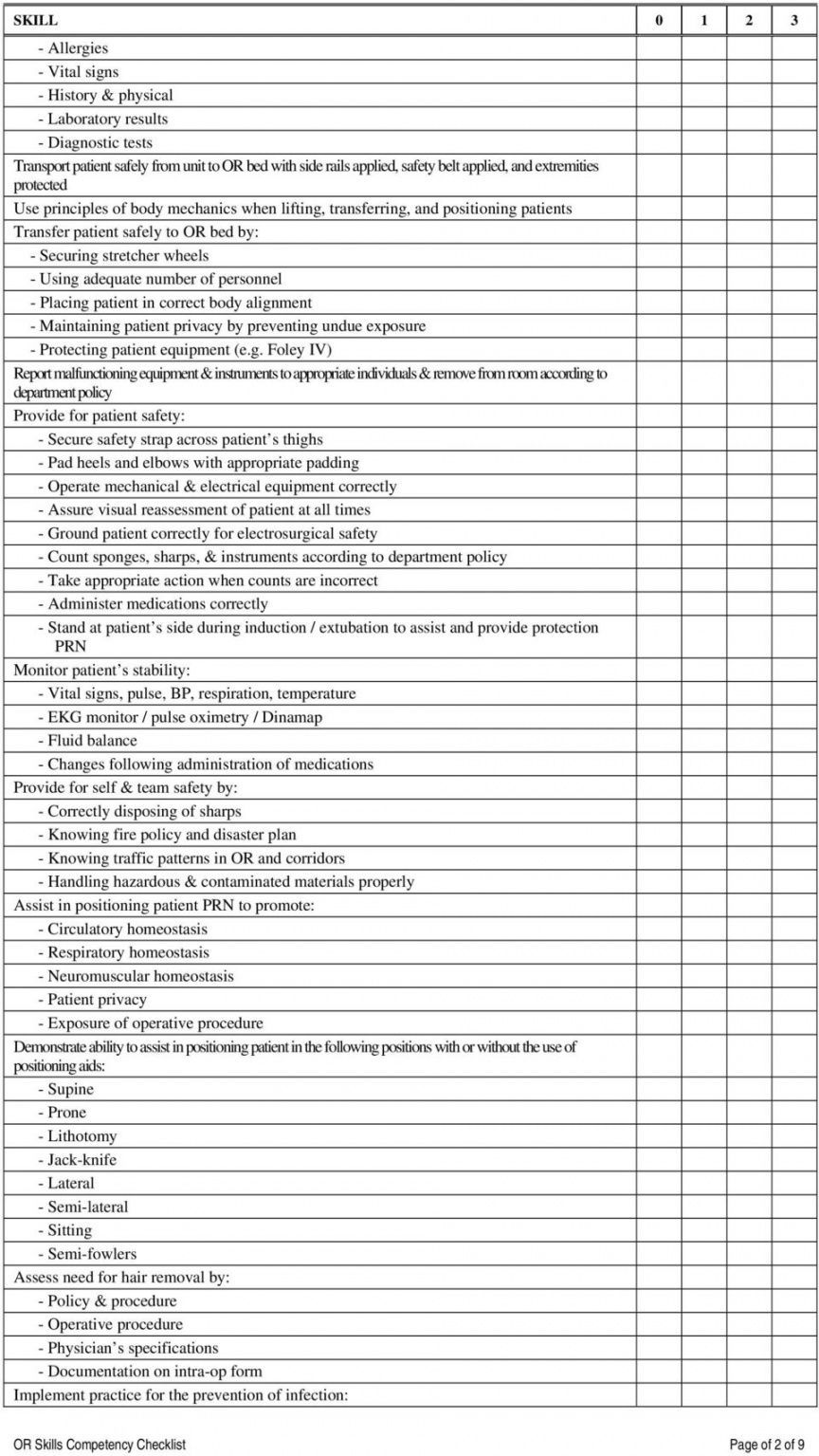 Printable Nursing Skills Competency Checklist