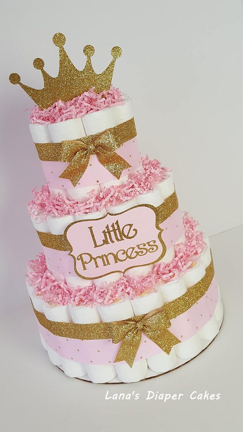 3 Tier Pink & Gold Little Princess diaper Cake Girl Baby | Etsy ...