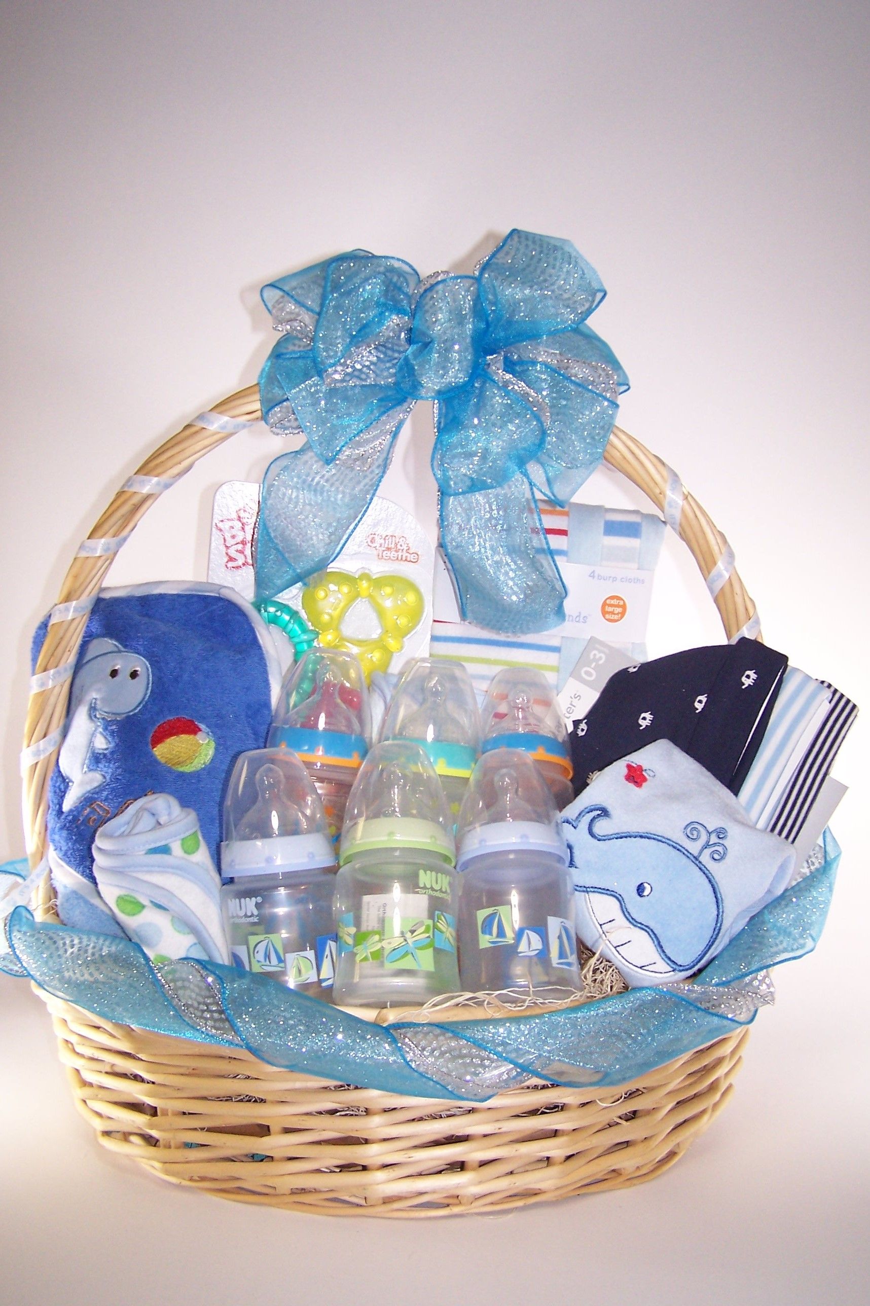 Baby Shower... it's a Boy! Gift Basket Baby Boy Gift Baskets, Baby ...