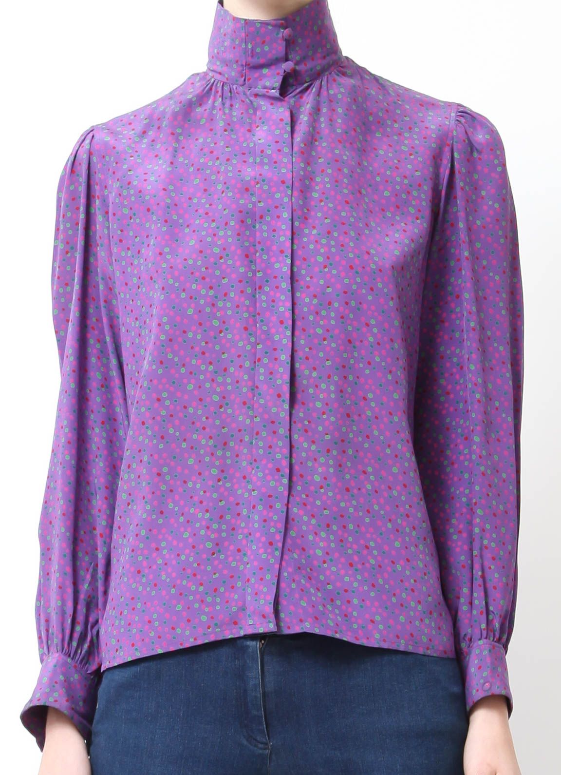 Saint Laurent Vintage Confetti Blouse Blouse Vintage Saint Laurent Purple Silk [ 1590 x 1152 Pixel ]