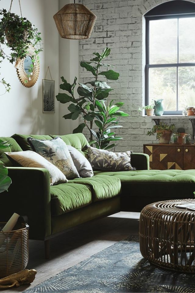 Pin by Tihana Šoštarić on interier Green sofa living room, Green sofa