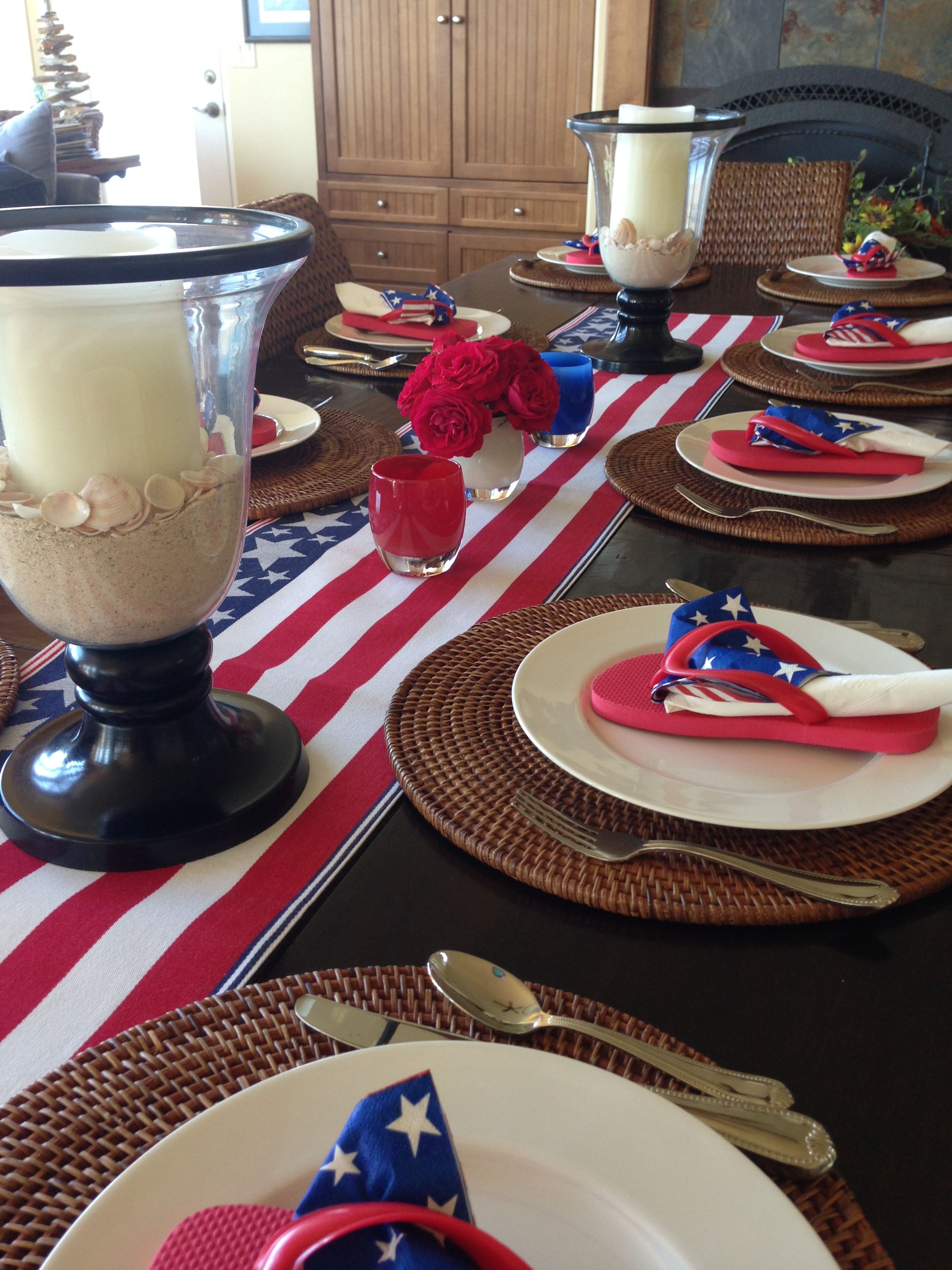 4th of July table Table decorations, 4th of july, Table settings