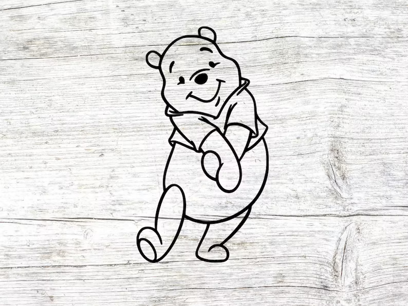 a winnie the pooh bear outline drawing on wood