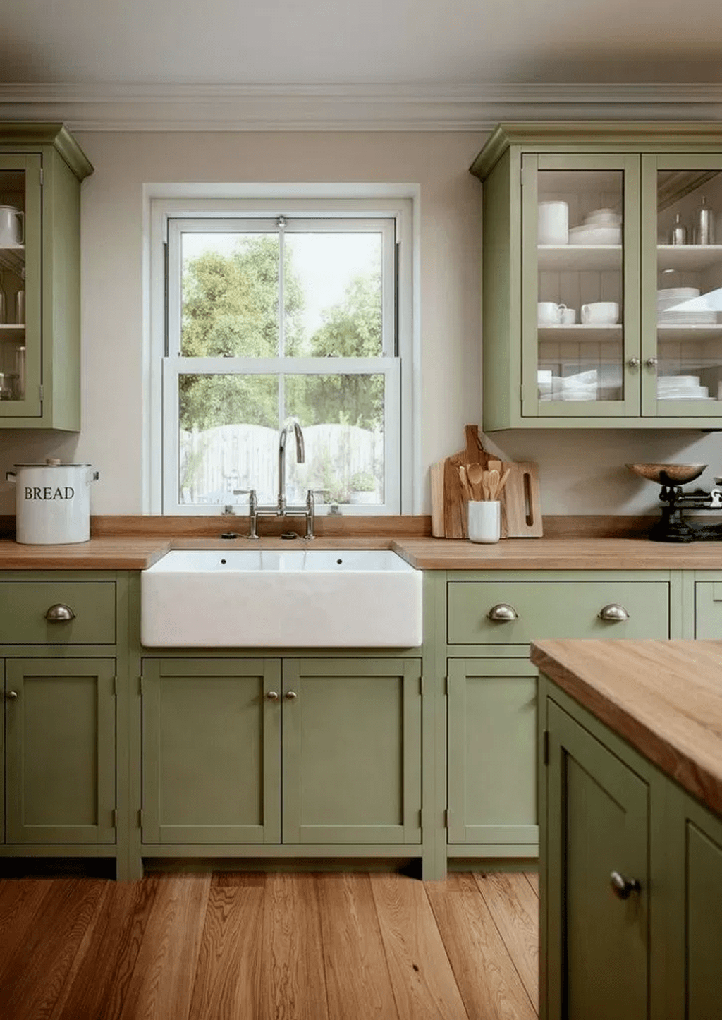 36 Inspiring Farmhouse Kitchen Colors Ideas (2020) | Green kitchen ...