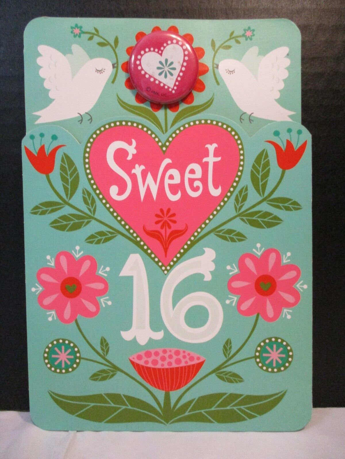 Hallmark Cards Sweet Sixteen Birthday Card 16 & Pin Girl New Unused ...