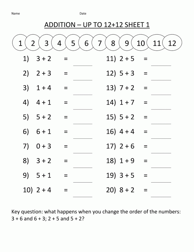 Grade One Math Worksheets - Learning Printable